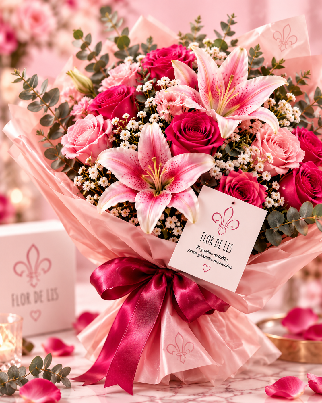 Arreglo Flor de Lis · 24 rosas